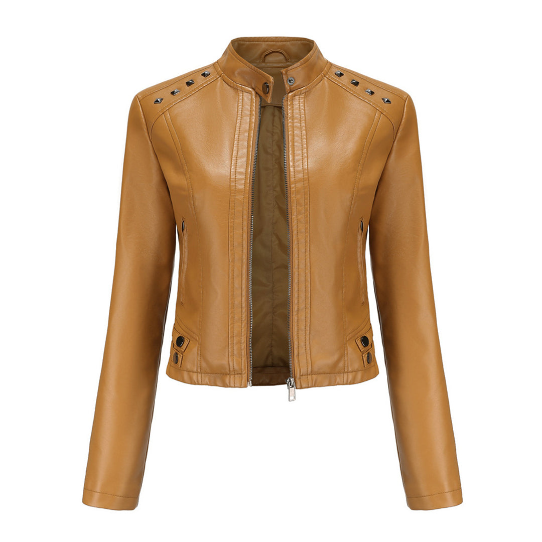 Valenzora | Elegant leather jacket with unique details for women