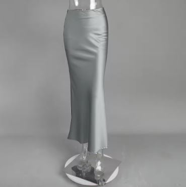 Valenzora | Satin midi skirt with flowing design for women