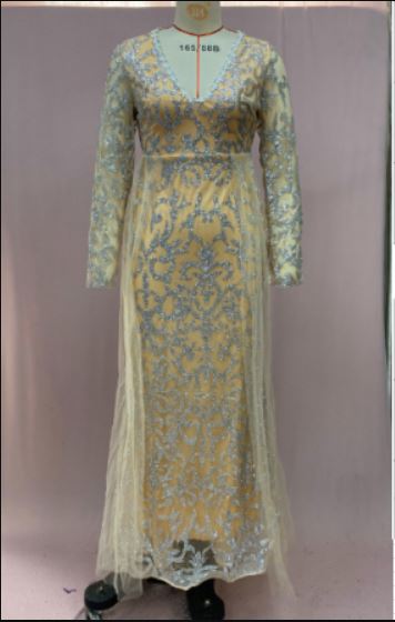 Women's elegant evening dress with sparkling sequins and voluminous skirt, size S