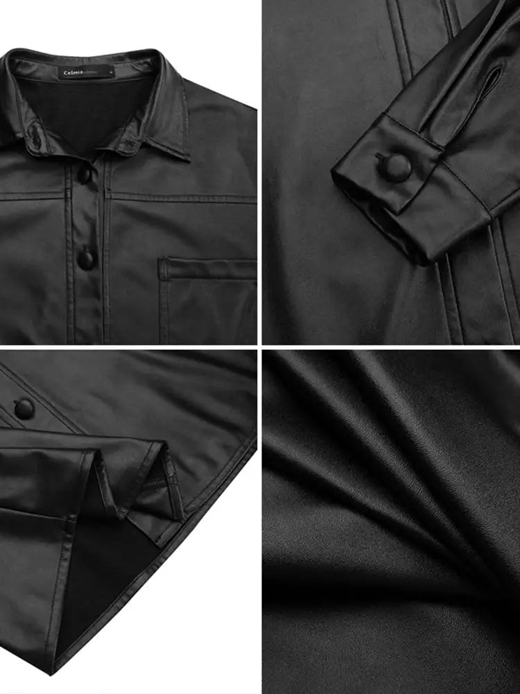 Valenzora | Oversized Loose Leather Jacket Women's