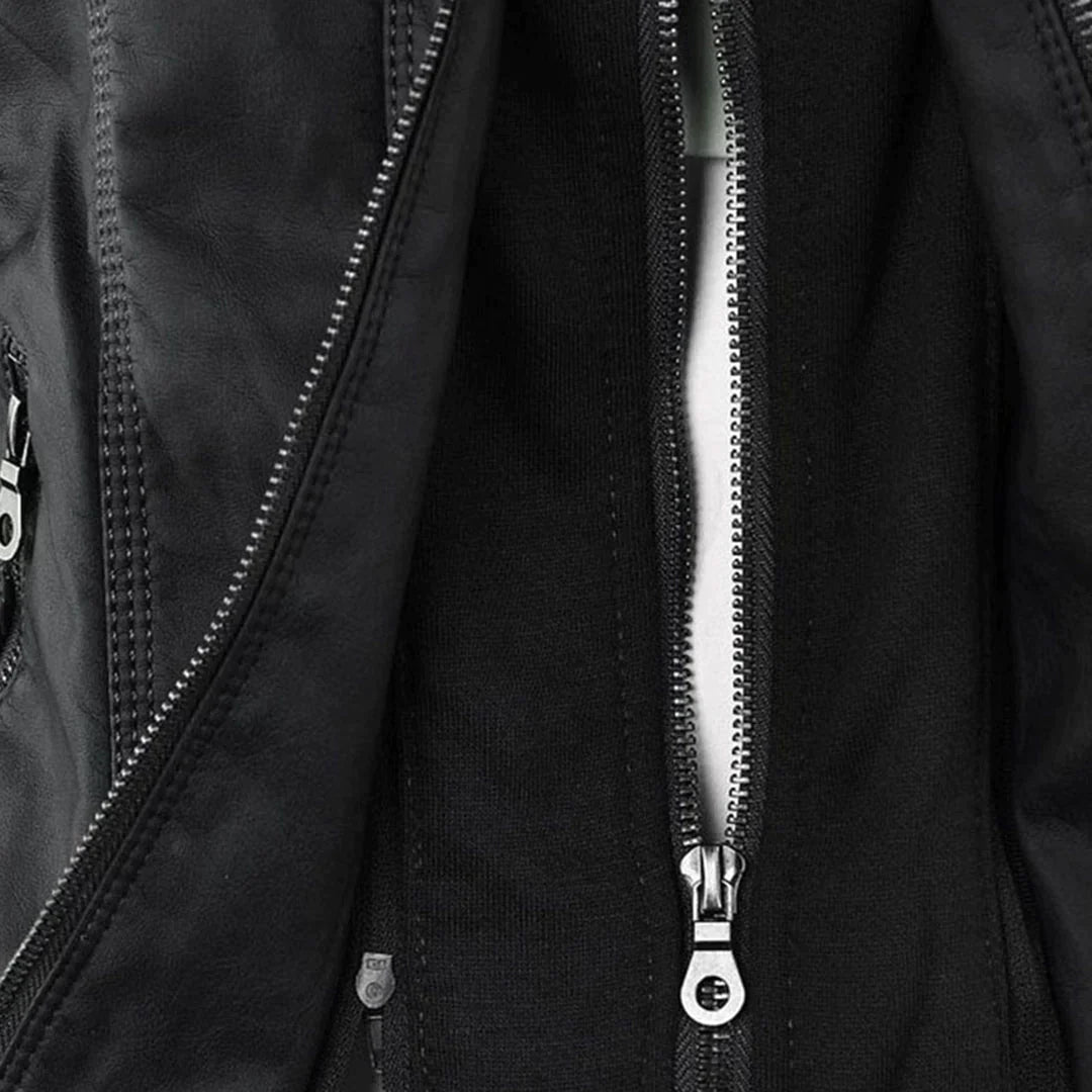 Valenzora | Elegant hooded motorcycle jacket made of high-quality leather