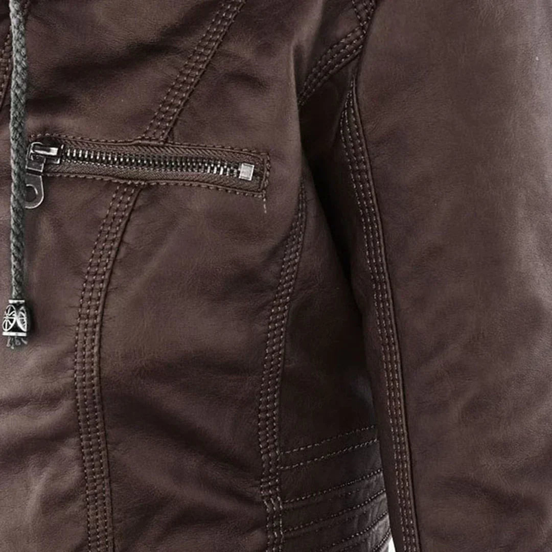 Valenzora | Elegant hooded motorcycle jacket made of high-quality leather