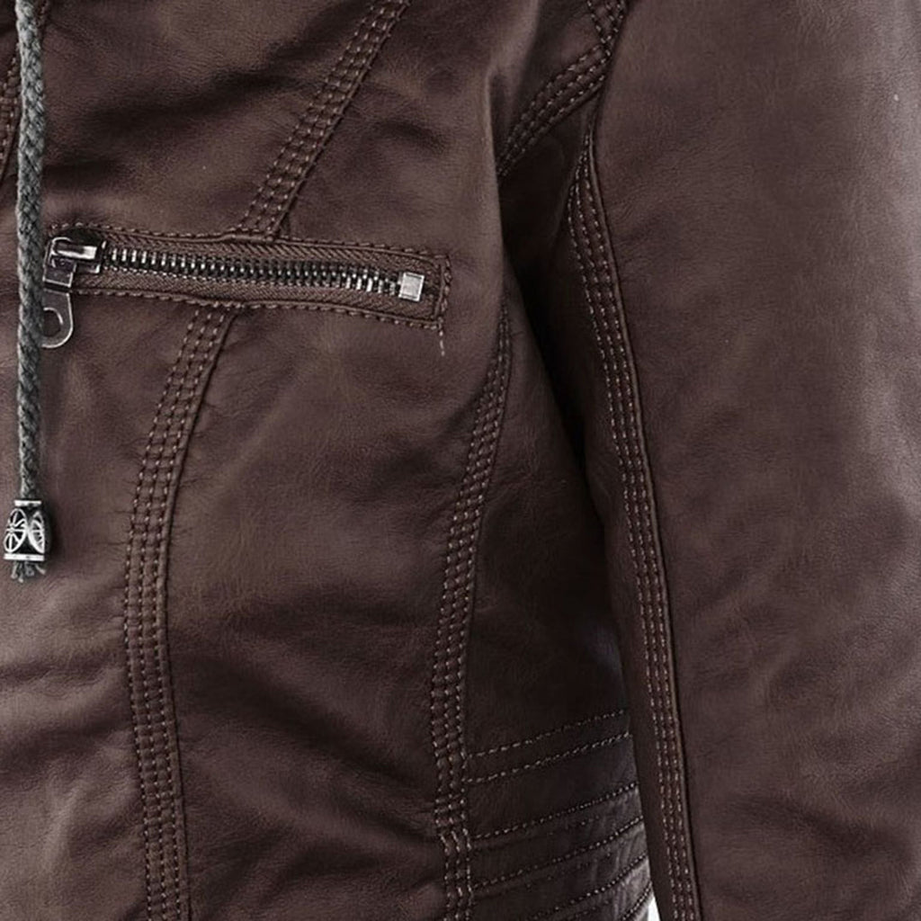 Valenzora | Wetterfeste Damen Lederjacke mit Kapuze
