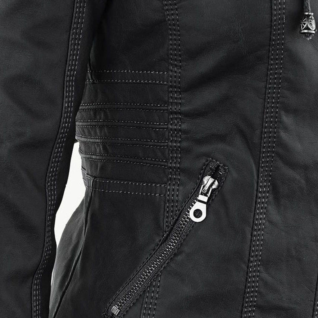 Valenzora | Wetterfeste Damen Lederjacke mit Kapuze