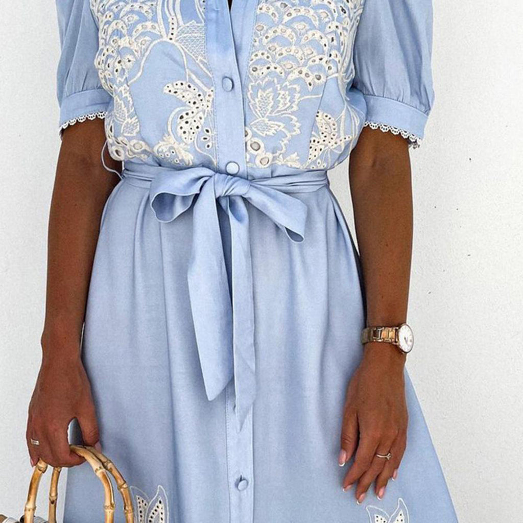 Valenzora - Elegantes besticktes Sommerkleid