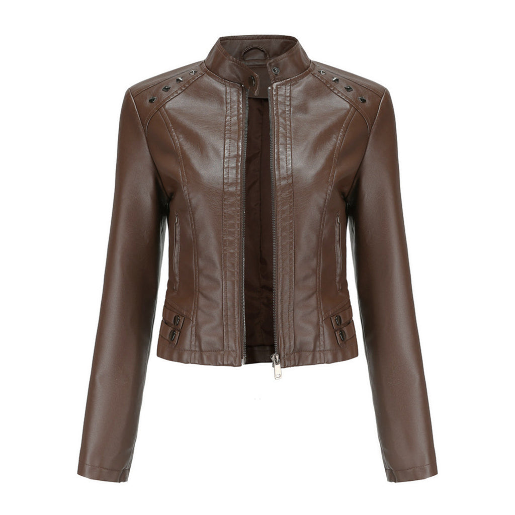 Valenzora | Elegant leather jacket with unique details for women
