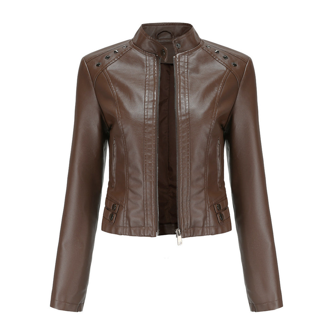 Valenzora | Elegant leather jacket with unique details for women