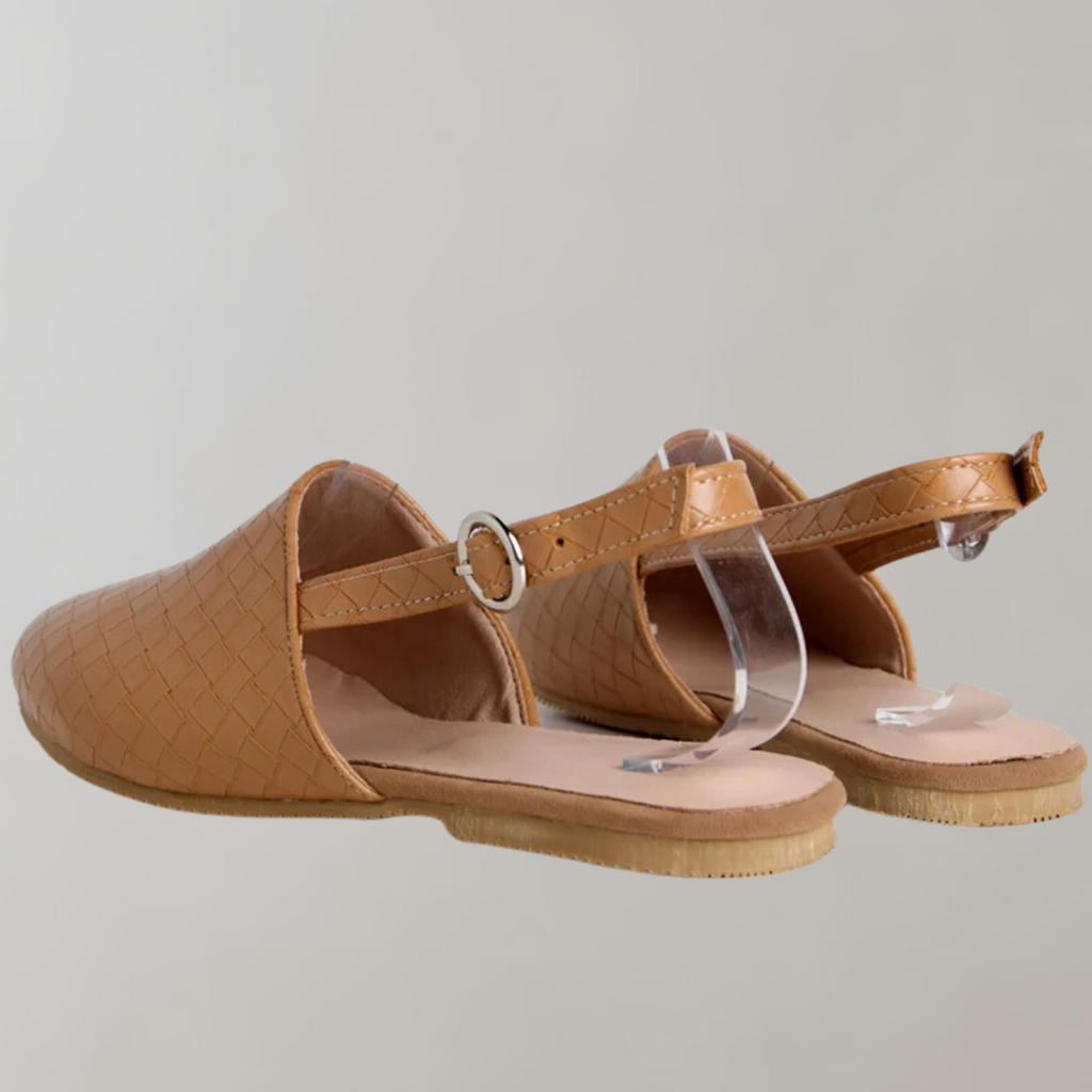 Valenzora – Flache Sandale mit niedrigem Absatz | Slipper-Sandale mit Riemchen an der Ferse