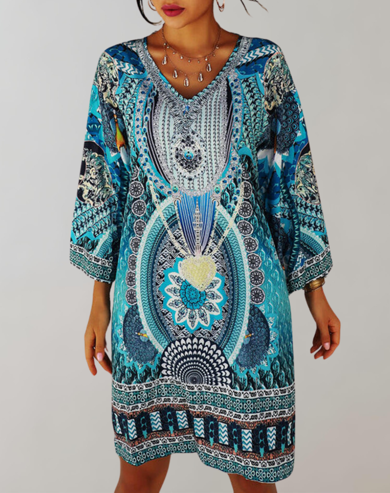 Valenzora - Böhmisches Tunikakleid für Damen | Materialmix, lässiges Kleid