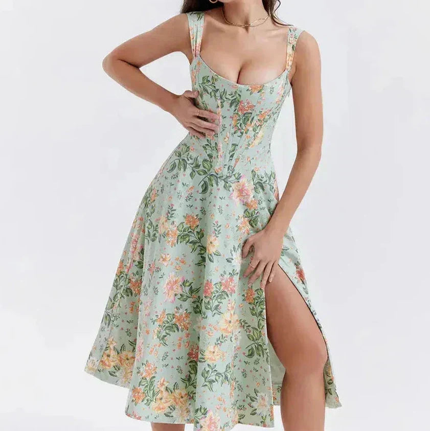 Valenzora | Florales Korsett-Midikleid