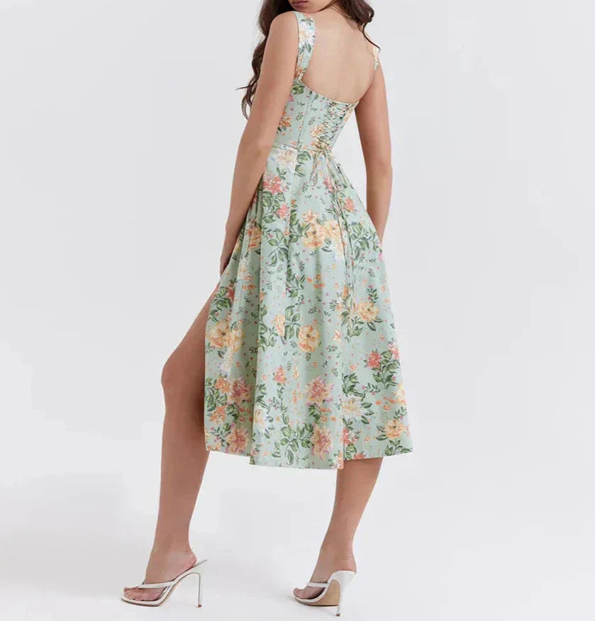Valenzora | Florales Korsett-Midikleid