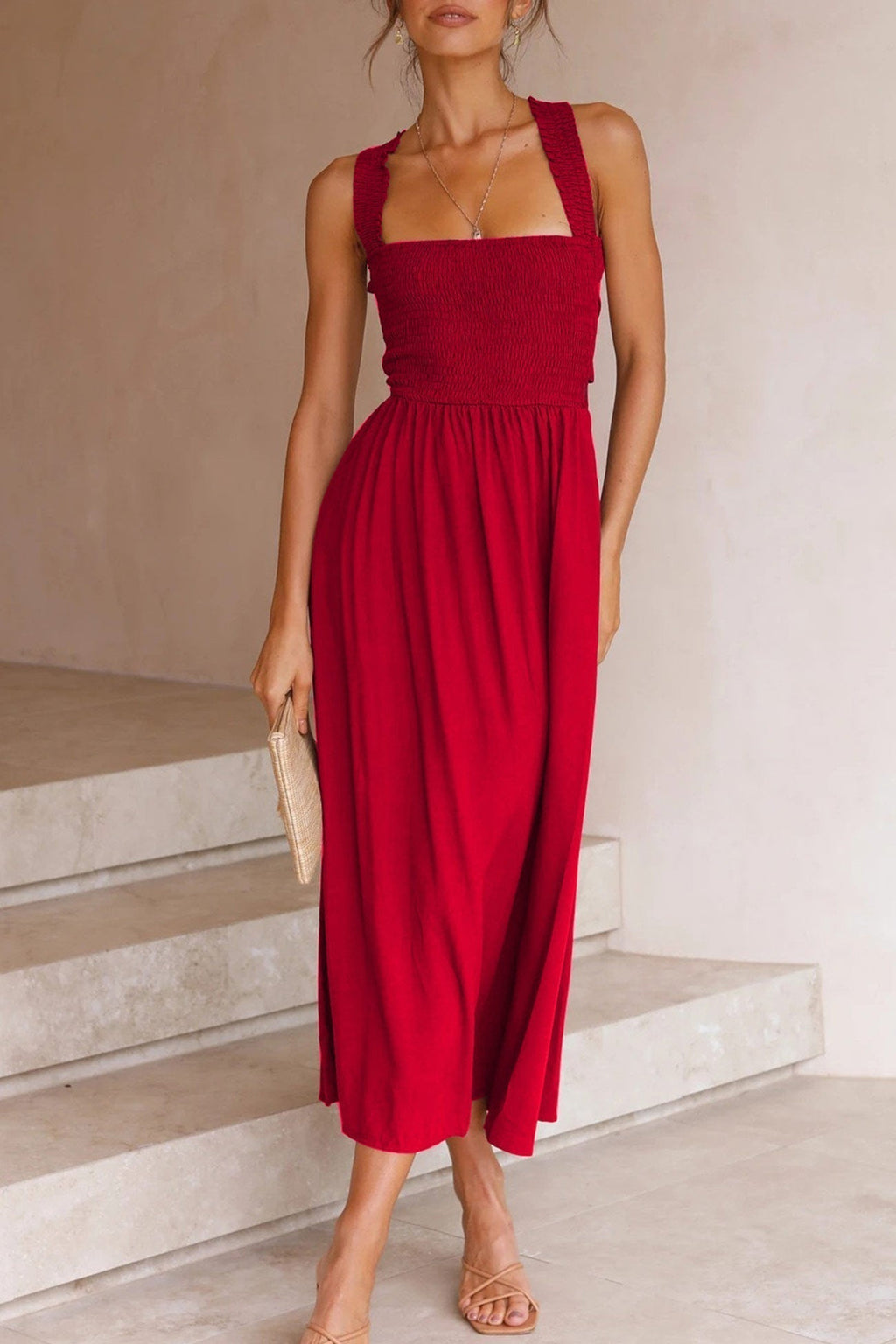 Valenzora | Midi-Kleid mit gekreuztem Rückenausschnitt