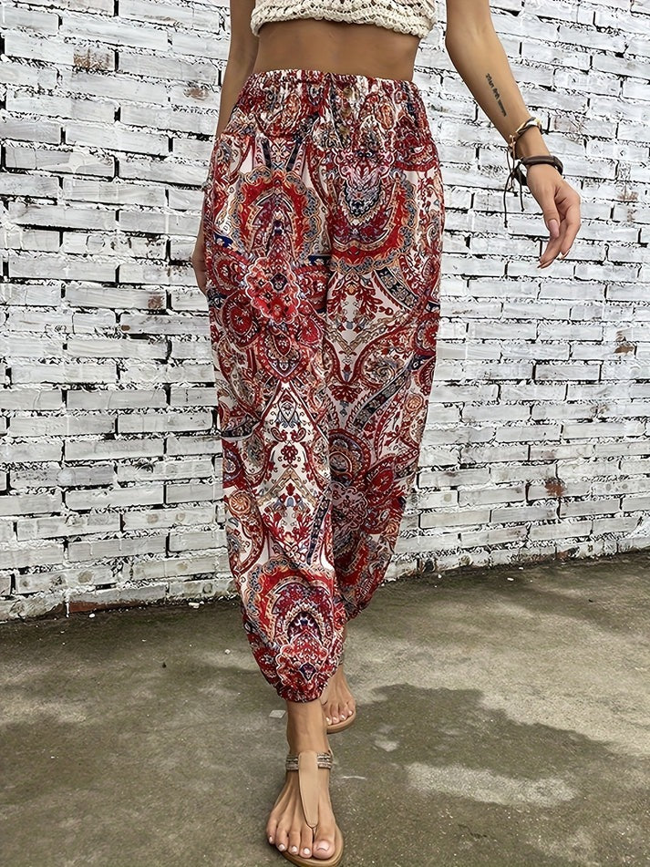 Stylish trousers with boho print