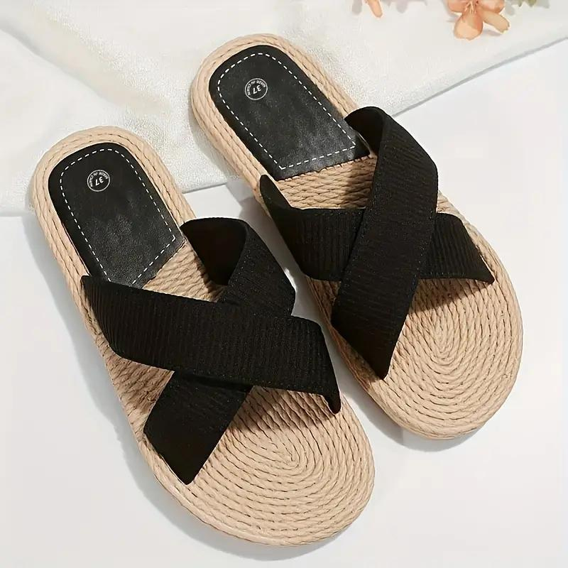 Valenzora | Slip-on cross-band sandals for summer, flat sandals