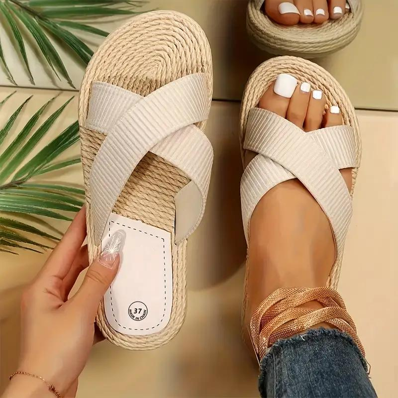 Valenzora | Slip-on cross-band sandals for summer, flat sandals