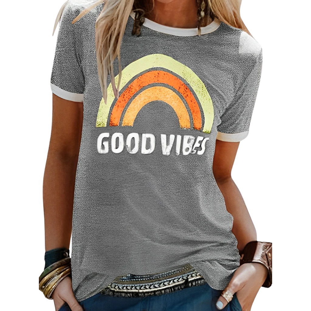 Valenzora | T-shirt, round neck, printed, short-sleeved blouse, women's clothing