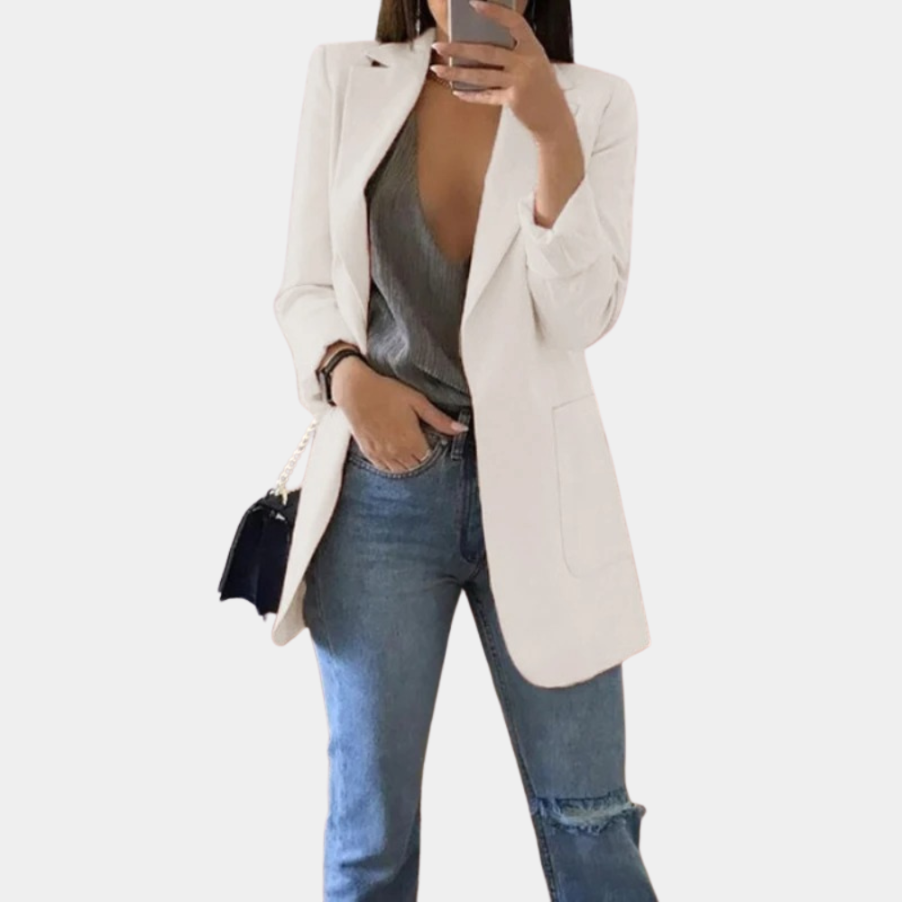 Valenzora | Klassischer, offen geschnittener Long-Blazer für Damen