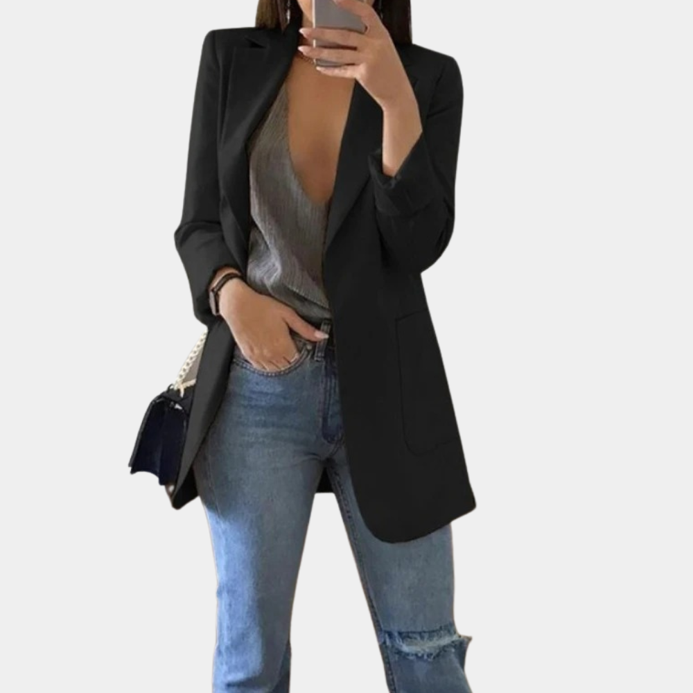 Valenzora | Klassischer, offen geschnittener Long-Blazer für Damen