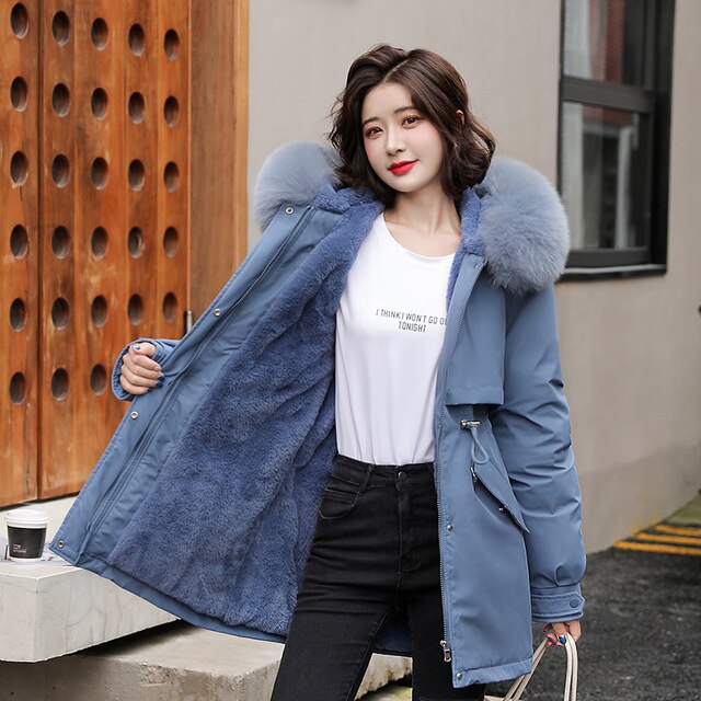 Valenzora and Chic: Parkajacke „Elena“ mit Fellkragen