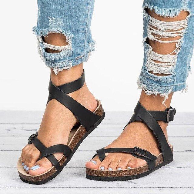 Valenzora | Schnallenriemen Verstellbare Riemen Flache Sandalen Sommerschuhe