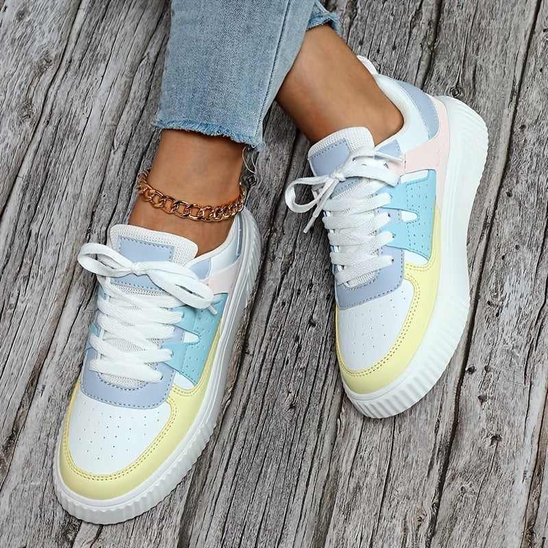 Valenzora | Color Block Lace-up Shoes Skate Shoes Casual Sneakers