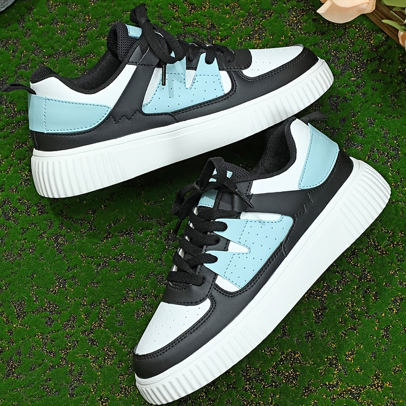 Valenzora | Color Block Lace-up Shoes Skate Shoes Casual Sneakers