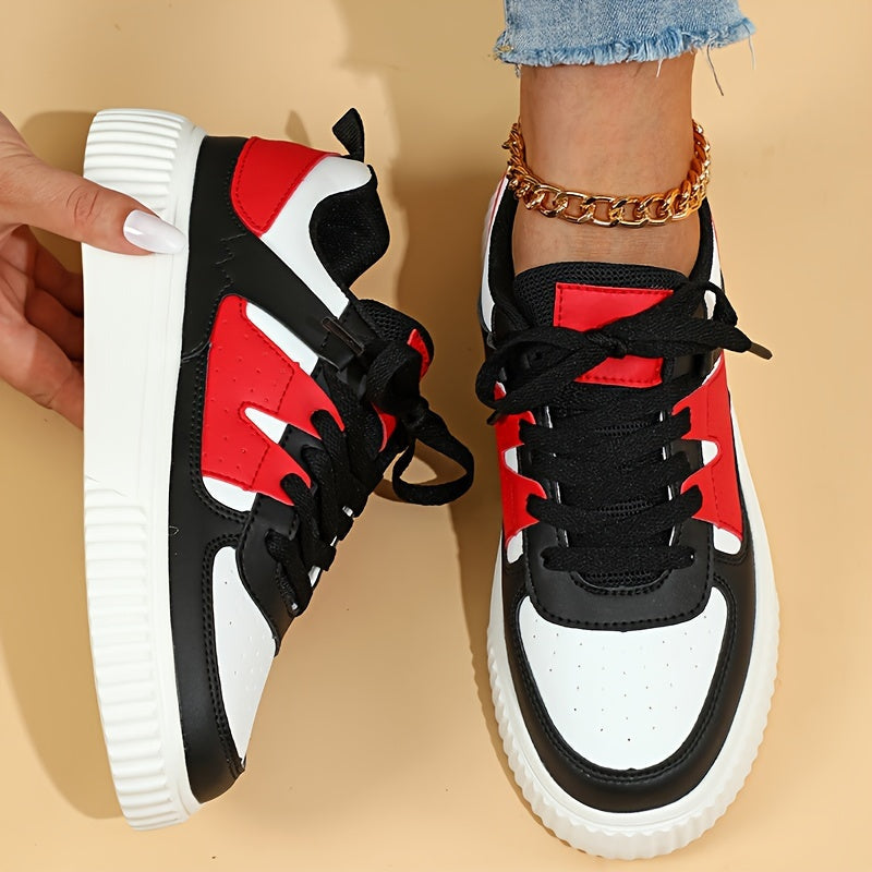 Valenzora | Color Block Lace-up Shoes Skate Shoes Casual Sneakers