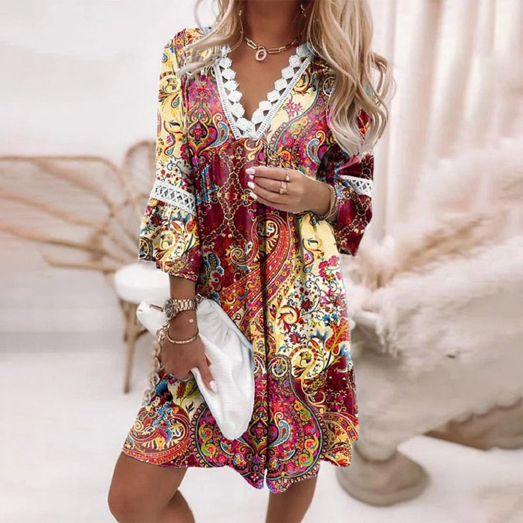 Valenzora – Besticktes V-Ausschnitt-Kleid