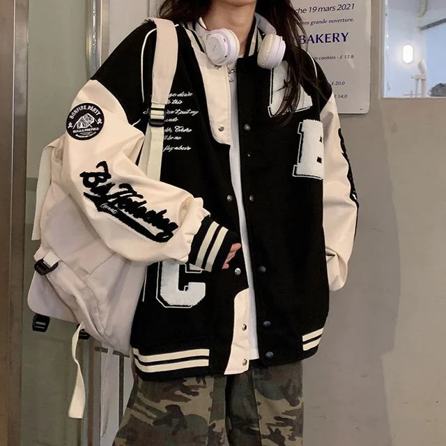 Valenzora | Damen Vintage Bomber Baseballjacke Große Größen