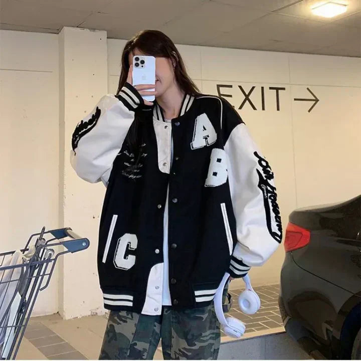 Valenzora | Damen Vintage Bomber Baseballjacke Große Größen