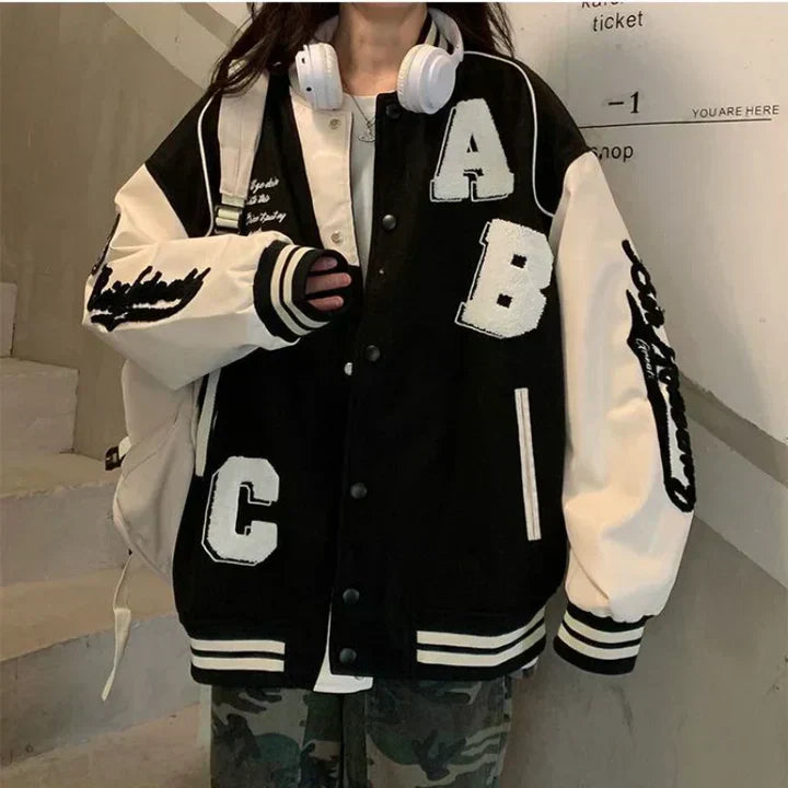 Valenzora | Women's Vintage Bomber Baseball Jacket Plus Size