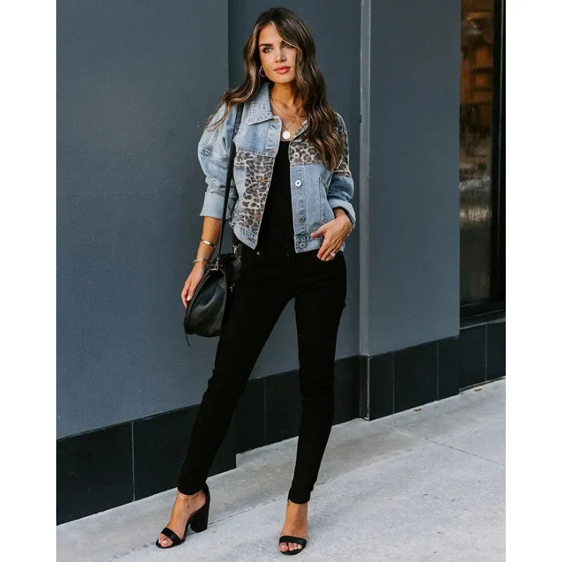 Valenzora | Stylish Leopard Denim Jacket