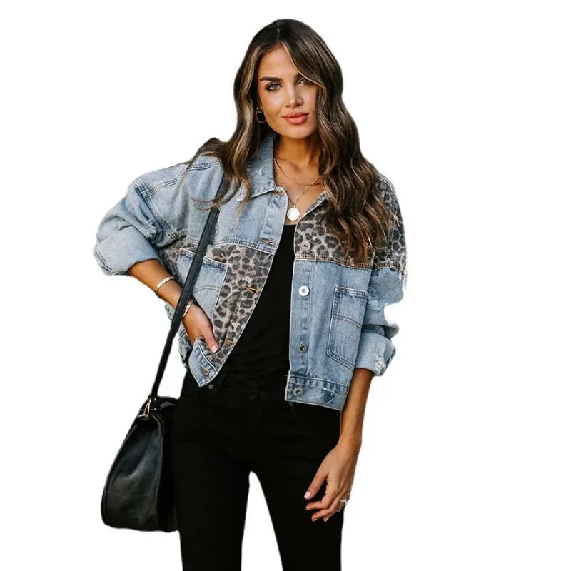 Valenzora | Stylish Leopard Denim Jacket