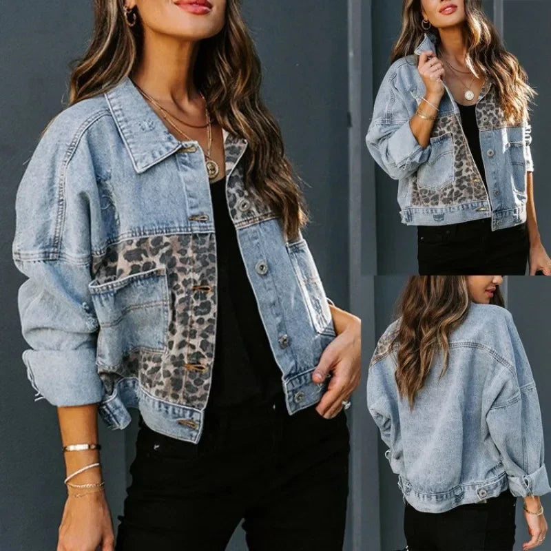 Valenzora | Stylish Leopard Denim Jacket