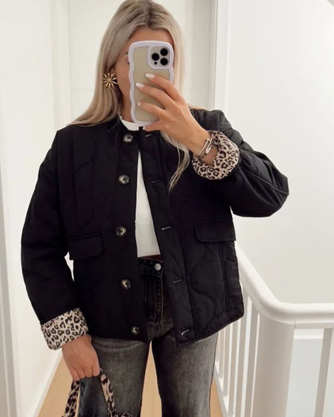 Valenzora | Trendige Jacke mit Leopardenfutter