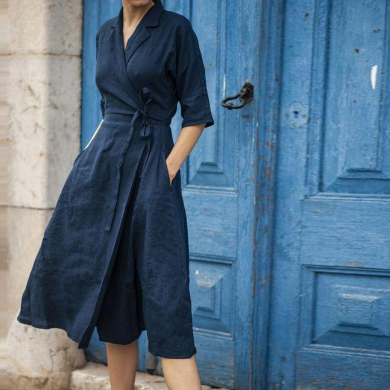Valenzora | Midi-Hemdblusenkleid mit Taillengürtel