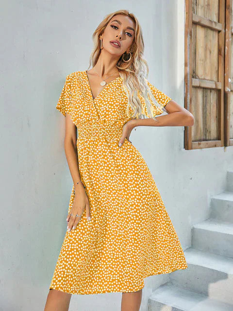 Valenzora - Short-sleeved A-line dress