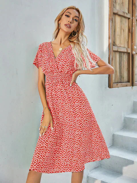 Valenzora - Short-sleeved A-line dress