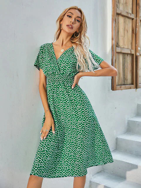 Valenzora - Short-sleeved A-line dress