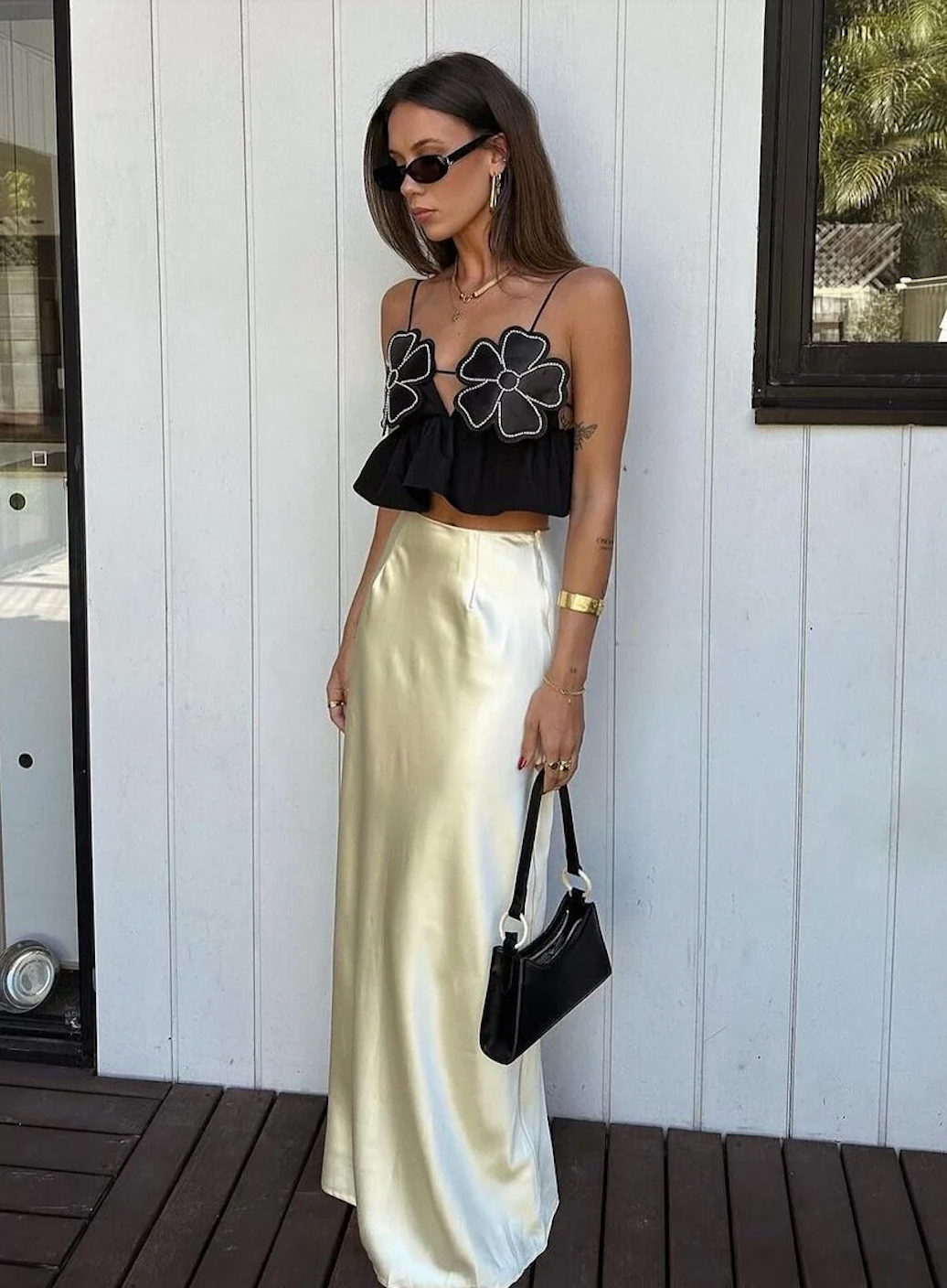 Valenzora | Damen bauchfreies Top mit Strassbesatz