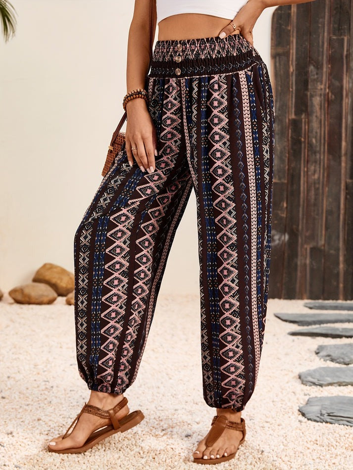 Stylish trousers with boho print