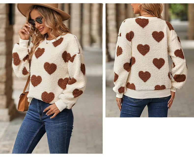 Valenzora | Casual winter sweater with hearts for women