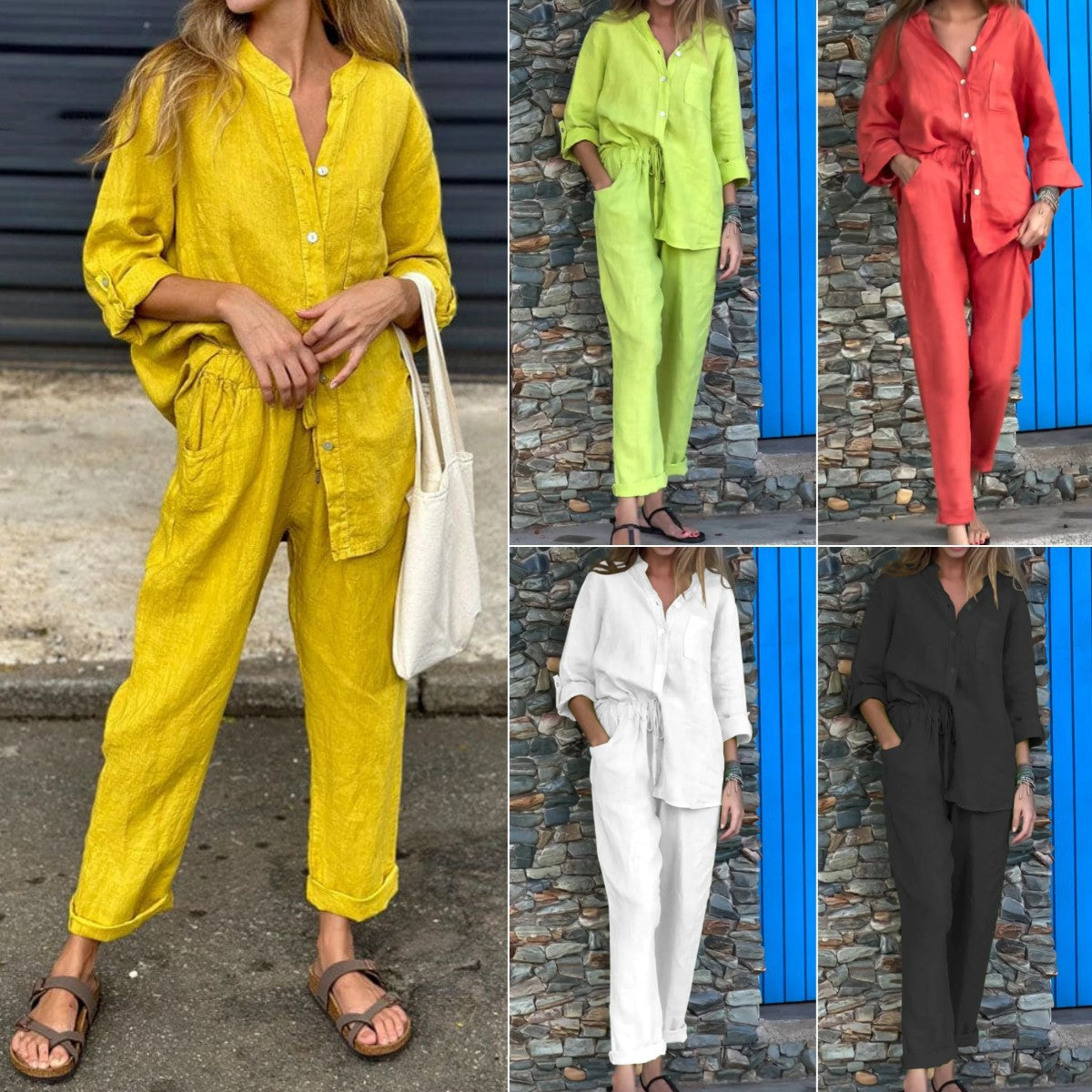 Valenzora | Langarmshirt und Hose aus Baumwolle und Leinen für Damen