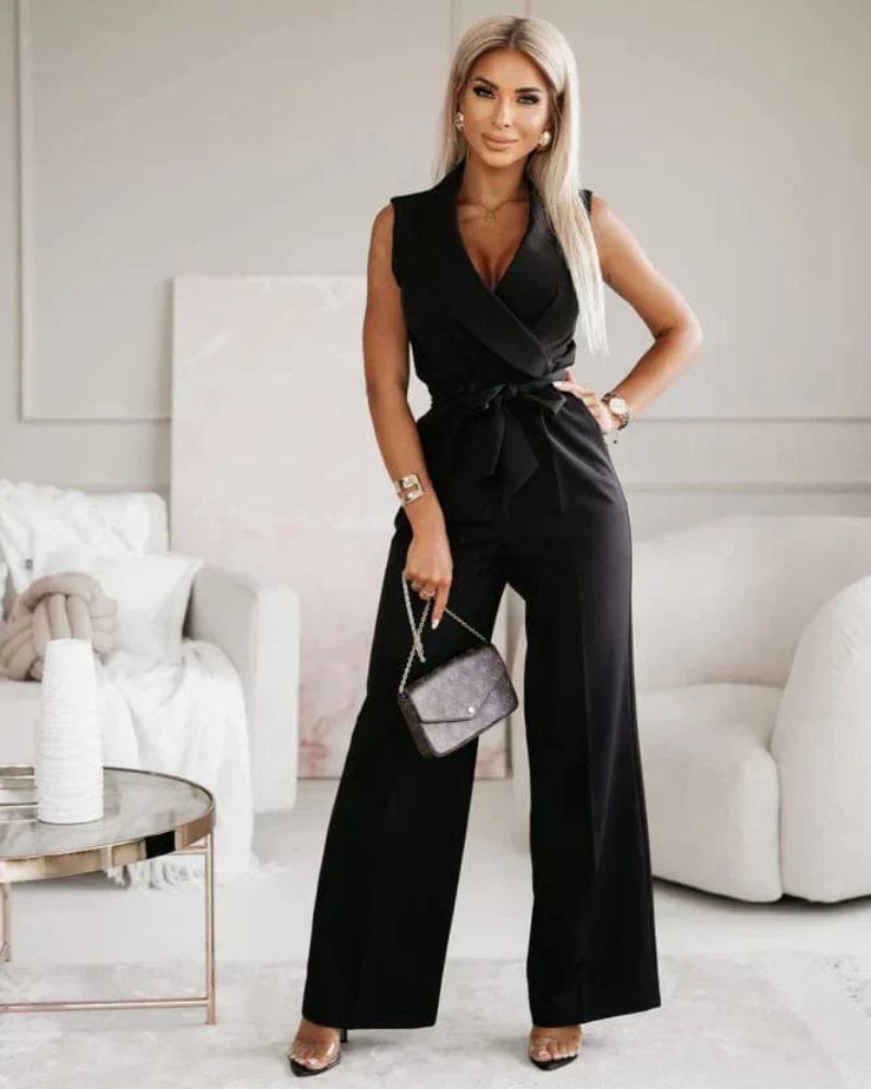 Valenzora | Sleeveless jumpsuit, V-neck, wide-cut jumpsuit, women's clothing