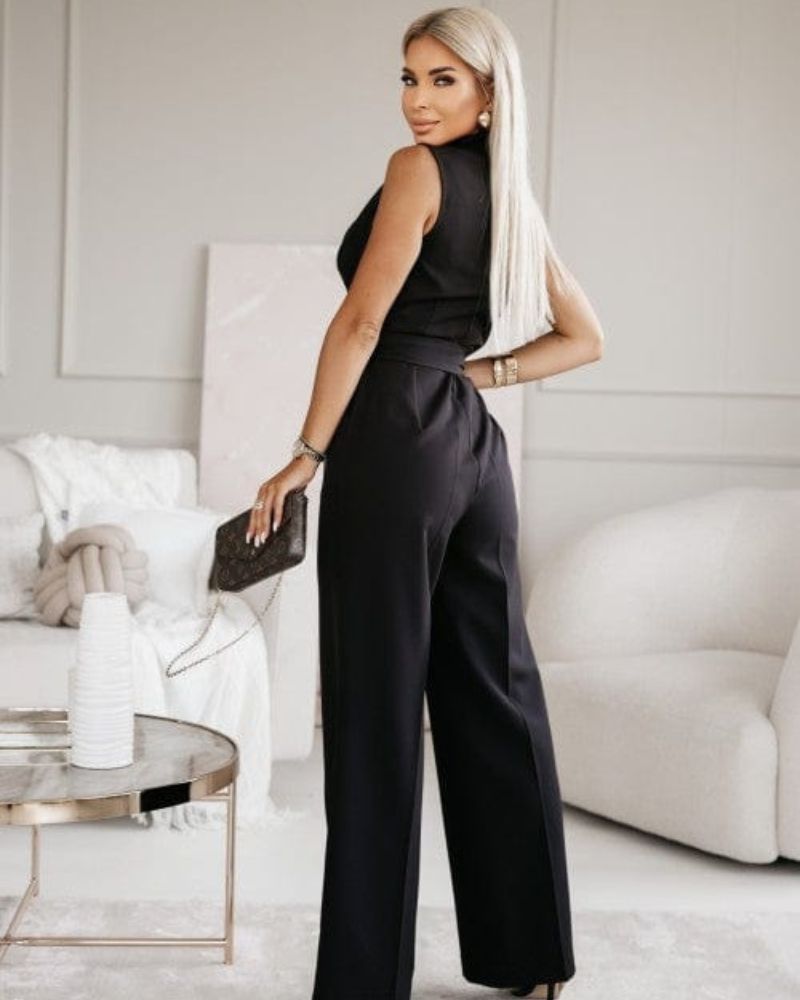 Valenzora | Sleeveless jumpsuit, V-neck, wide-cut jumpsuit, women's clothing