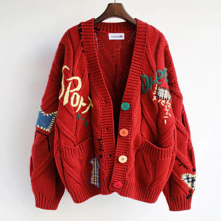 Valenzora | Cardigan with patchwork details