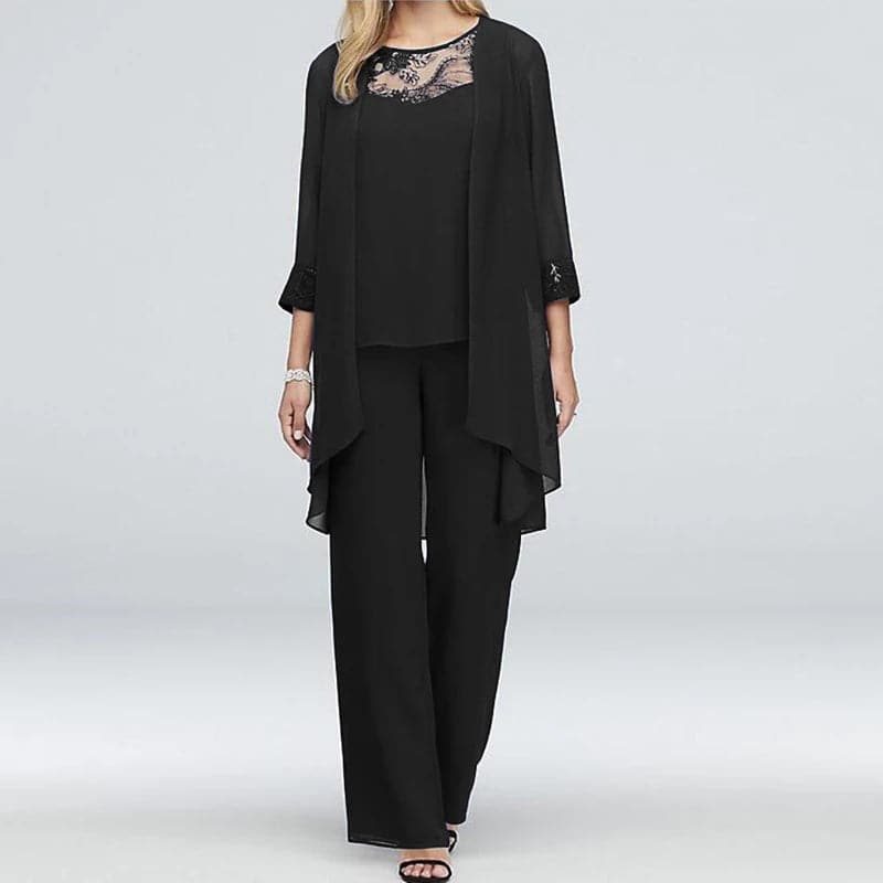 Valenzora | 3-teiliges Set Eleganter Blazer & Spitzen-Top Entspannte Passform