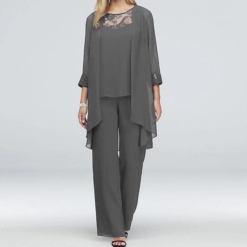 Valenzora | 3-teiliges Set Eleganter Blazer & Spitzen-Top Entspannte Passform