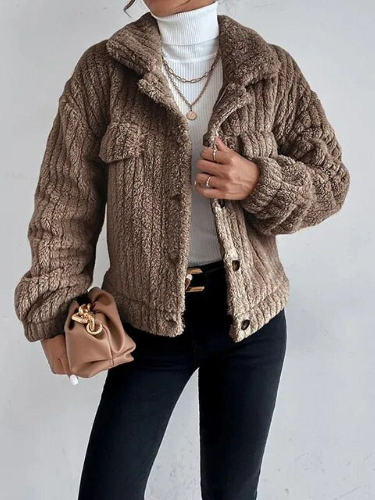 Teddy Jacket | Short faux fur jacket for women for autumn