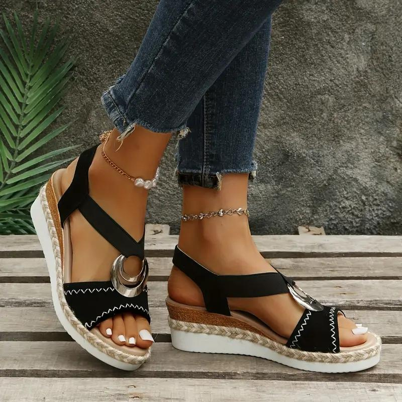 Valenzora | Espadrille-Sandalen, Plateau, Elastikband, Keilabsatz, Sommerschuhe